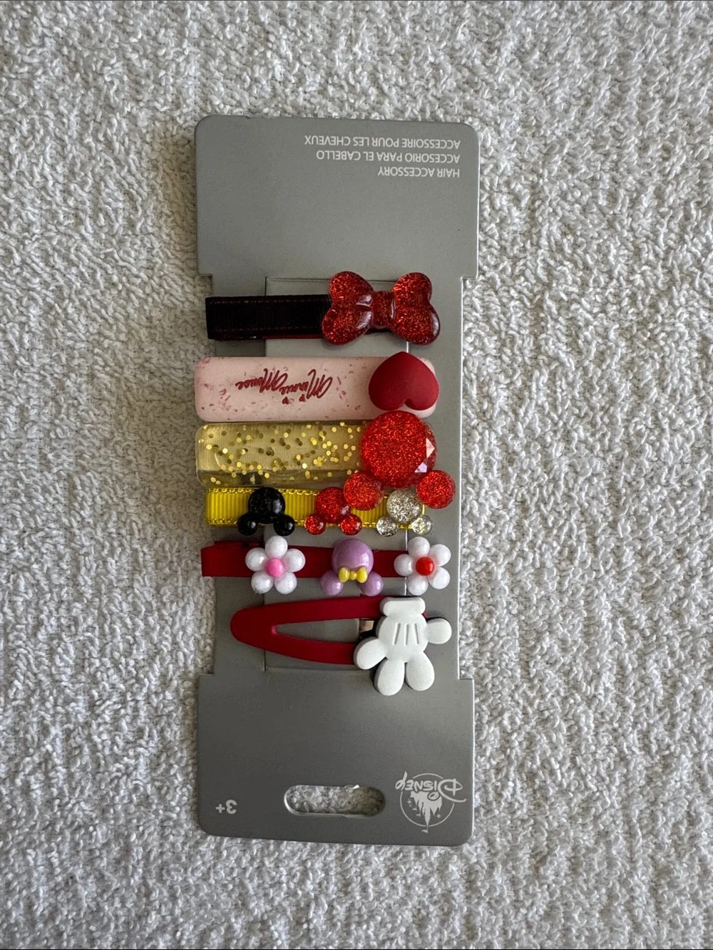 Disney Minnie Mouse Decorative Hair Clip Set - Red, Pink, Gold, Black, White